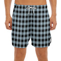 Steel Blue And Black Buffalo Check Print Men's Split Running Shorts