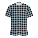 Steel Blue And Black Buffalo Check Print Men's Sports T-Shirt