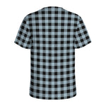 Steel Blue And Black Buffalo Check Print Men's Sports T-Shirt