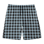 Steel Blue And Black Buffalo Check Print Men's Swim Trunks
