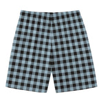 Steel Blue And Black Buffalo Check Print Men's Swim Trunks