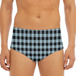Steel Blue And Black Buffalo Check Print Men's Triangle Swim Briefs