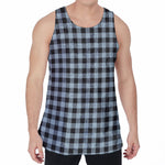 Steel Blue And Black Buffalo Check Print Men's Velvet Tank Top