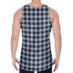 Steel Blue And Black Buffalo Check Print Men's Velvet Tank Top