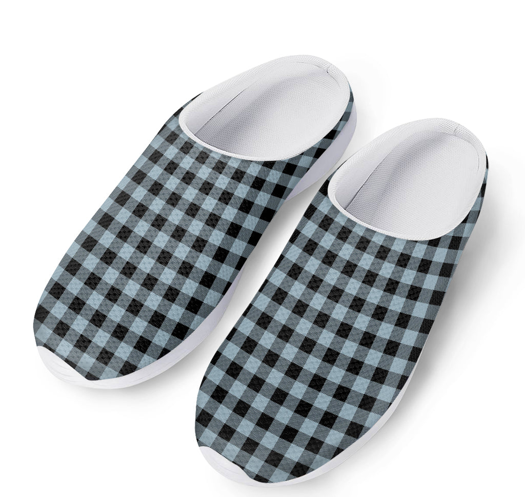 Steel Blue And Black Buffalo Check Print Mesh Casual Shoes