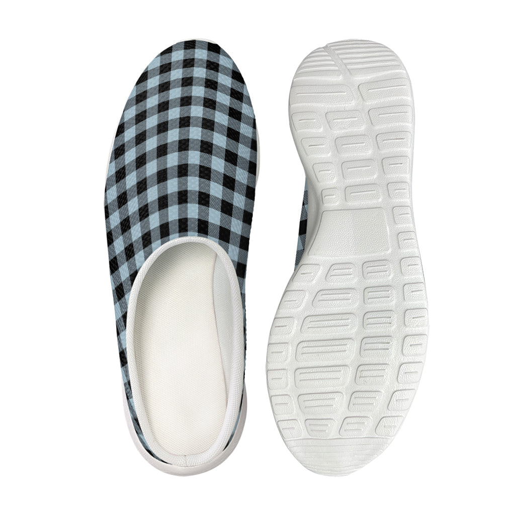 Steel Blue And Black Buffalo Check Print Mesh Casual Shoes
