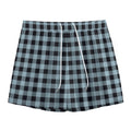 Steel Blue And Black Buffalo Check Print Mesh Shorts