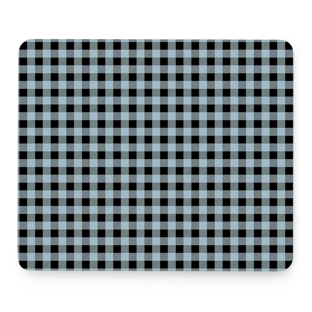 Steel Blue And Black Buffalo Check Print Mouse Pad
