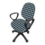 Steel Blue And Black Buffalo Check Print Office Chair Cover