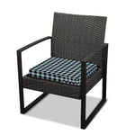 Steel Blue And Black Buffalo Check Print Outdoor Seat Cushion Cover