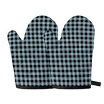 Steel Blue And Black Buffalo Check Print Oven Mitts