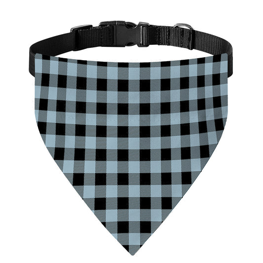 Steel Blue And Black Buffalo Check Print Over The Collar Dog Bandana