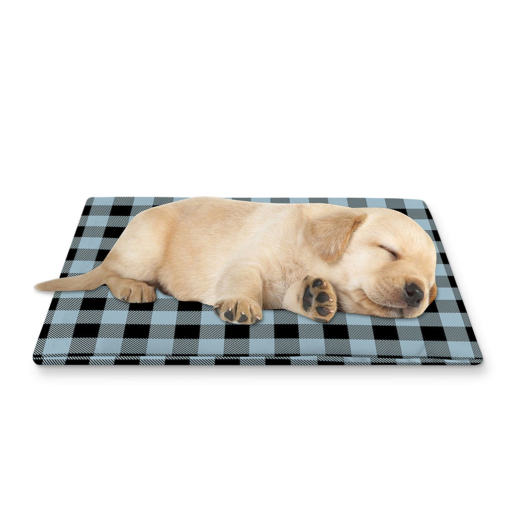 Steel Blue And Black Buffalo Check Print Pet Cooling Mat Cover
