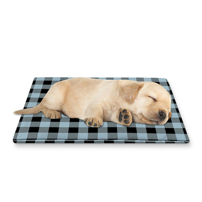 Steel Blue And Black Buffalo Check Print Pet Cooling Mat Cover