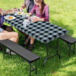 Steel Blue And Black Buffalo Check Print Picnic Table Cover