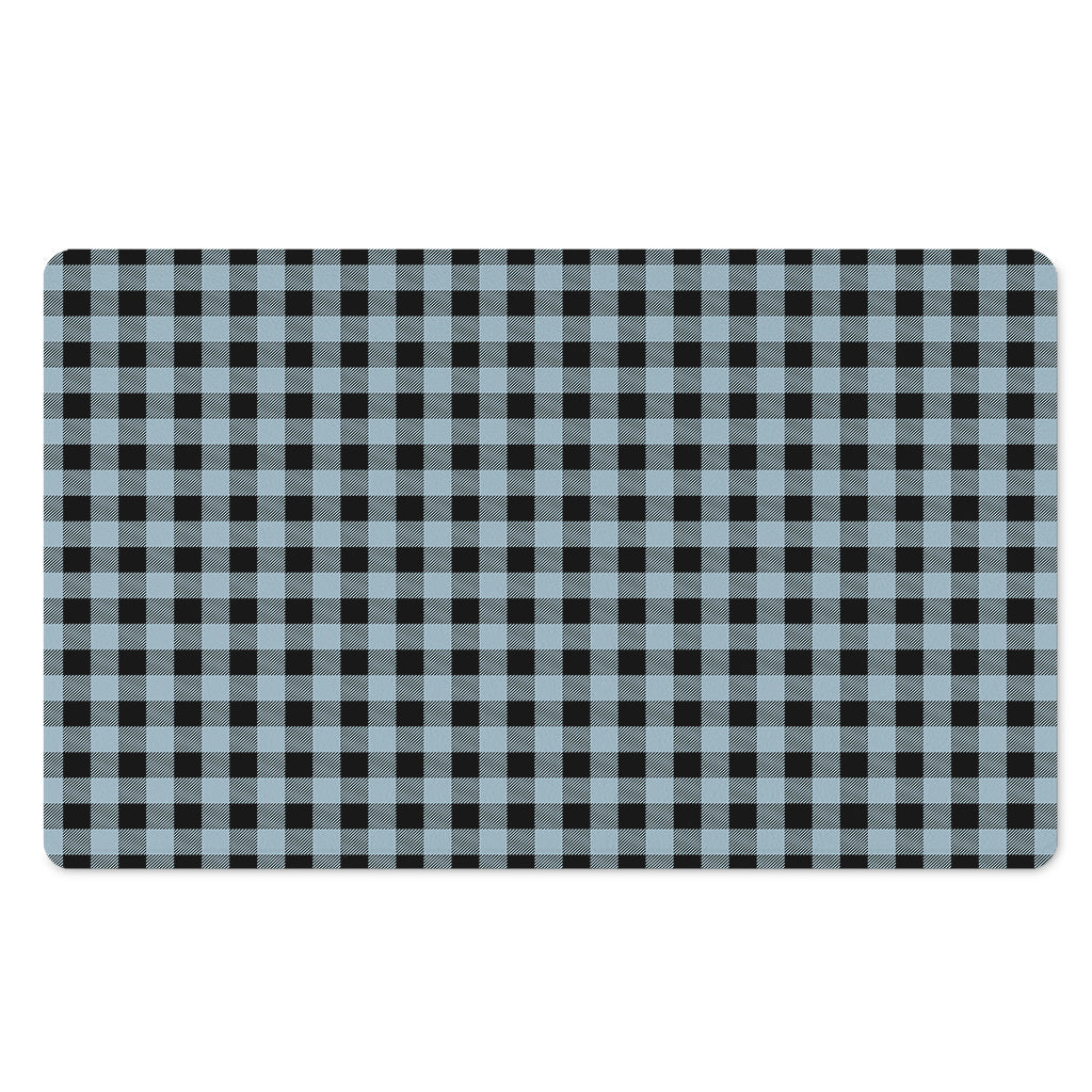 Steel Blue And Black Buffalo Check Print Polyester Doormat