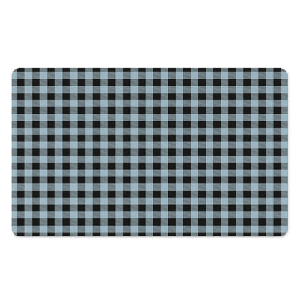Steel Blue And Black Buffalo Check Print Polyester Doormat