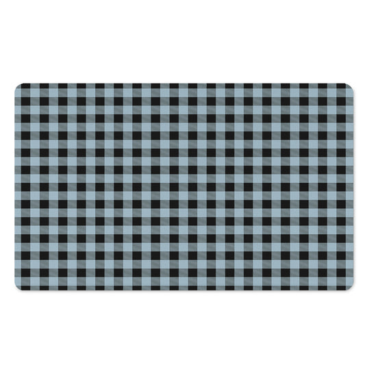 Steel Blue And Black Buffalo Check Print Polyester Doormat