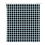 Steel Blue And Black Buffalo Check Print Polyester Shower Curtain