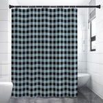 Steel Blue And Black Buffalo Check Print Premium Shower Curtain