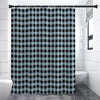 Steel Blue And Black Buffalo Check Print Premium Shower Curtain