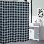 Steel Blue And Black Buffalo Check Print Premium Shower Curtain