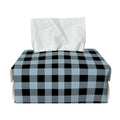 Steel Blue And Black Buffalo Check Print Rectangle Tissue Box Cover
