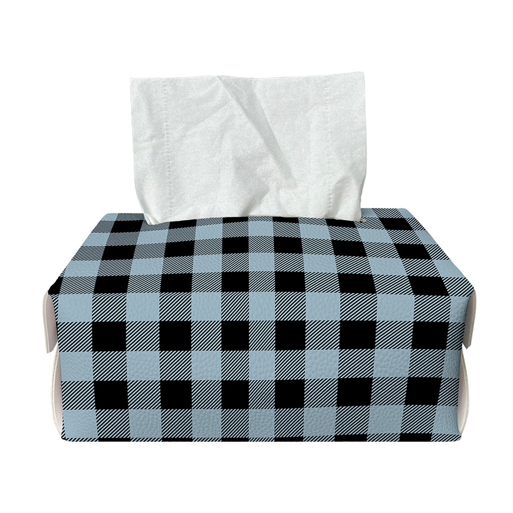 Steel Blue And Black Buffalo Check Print Rectangle Tissue Box Cover