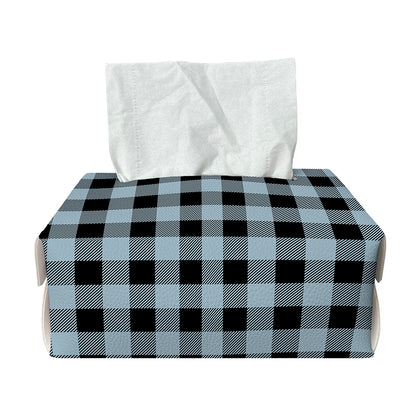 Steel Blue And Black Buffalo Check Print Rectangle Tissue Box Cover