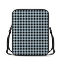 Steel Blue And Black Buffalo Check Print Rectangular Crossbody Bag