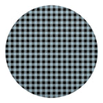 Steel Blue And Black Buffalo Check Print Round Blanket