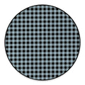 Steel Blue And Black Buffalo Check Print Round Floor Mat