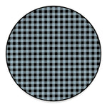 Steel Blue And Black Buffalo Check Print Round Floor Mat