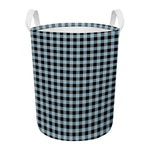 Steel Blue And Black Buffalo Check Print Round Laundry Basket