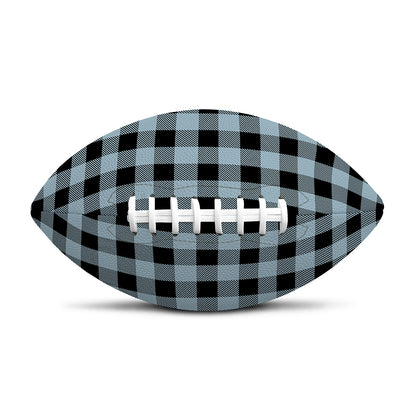 Steel Blue And Black Buffalo Check Print Rugby Ball