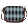 Steel Blue And Black Buffalo Check Print Saddle Bag