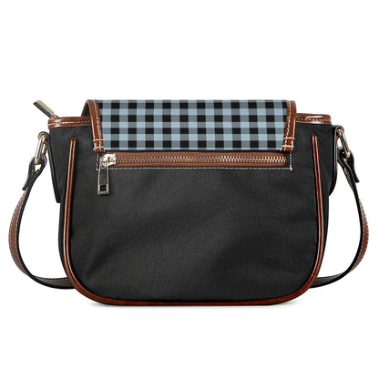 Steel Blue And Black Buffalo Check Print Saddle Bag