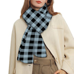 Steel Blue And Black Buffalo Check Print Scarf