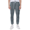 Steel Blue And Black Buffalo Check Print Joggers