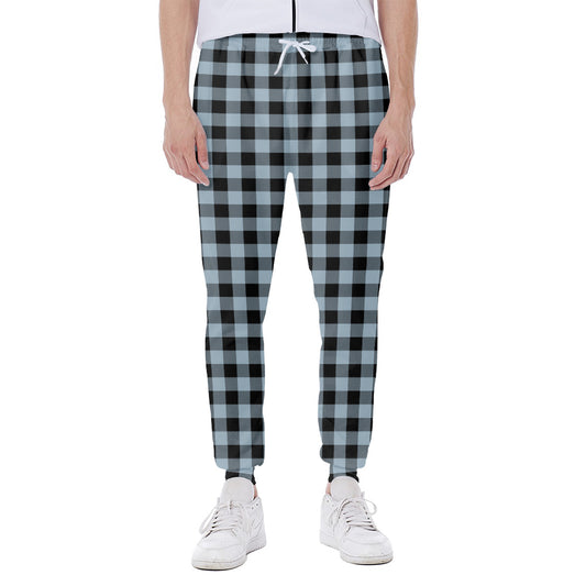 Steel Blue And Black Buffalo Check Print Scuba Joggers