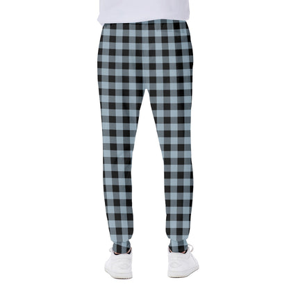 Steel Blue And Black Buffalo Check Print Scuba Joggers