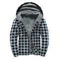 Steel Blue And Black Buffalo Check Print Sherpa Lined Zip Up Hoodie