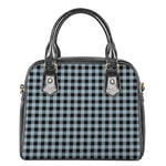 Steel Blue And Black Buffalo Check Print Shoulder Handbag