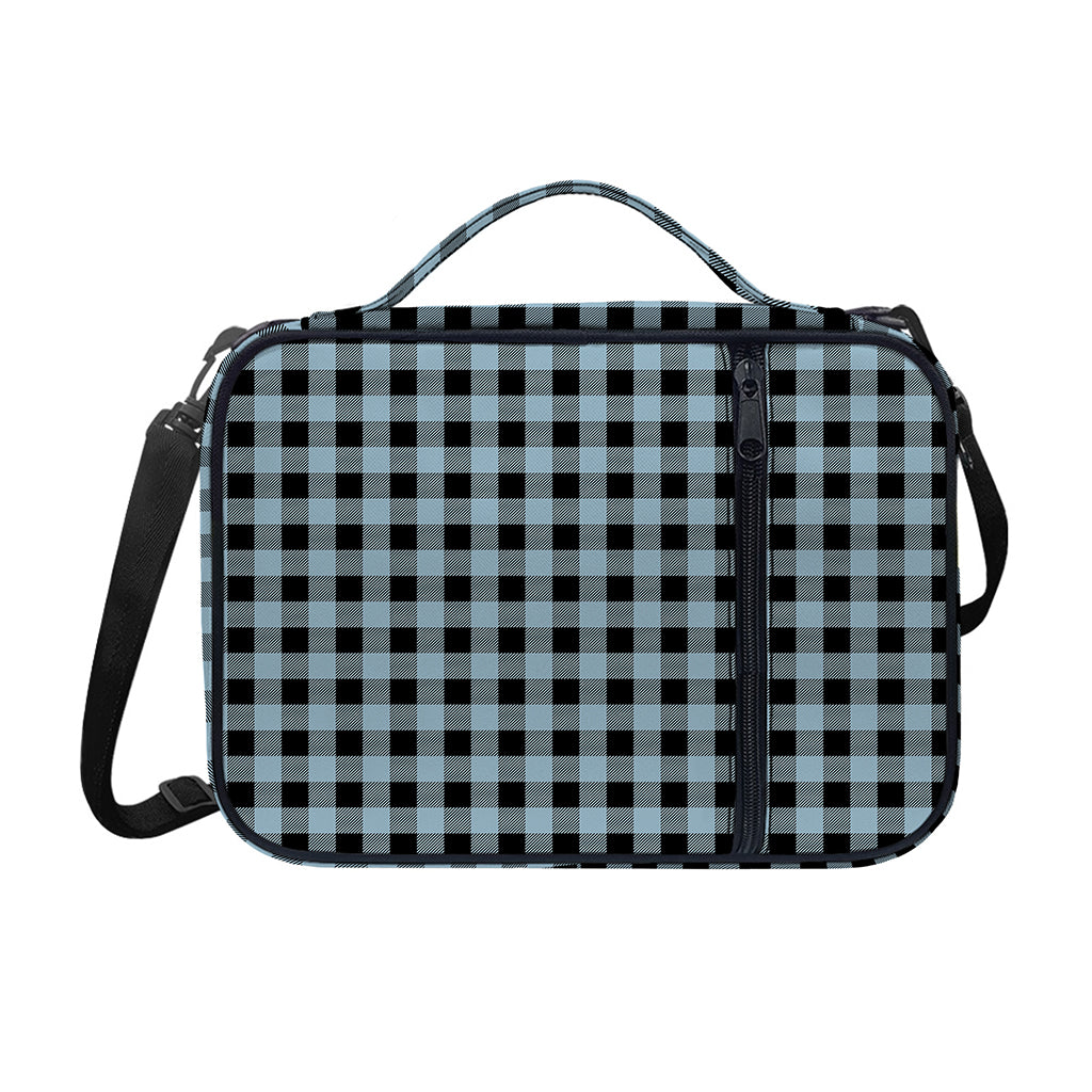 Steel Blue And Black Buffalo Check Print Shoulder Strap Bible Bag