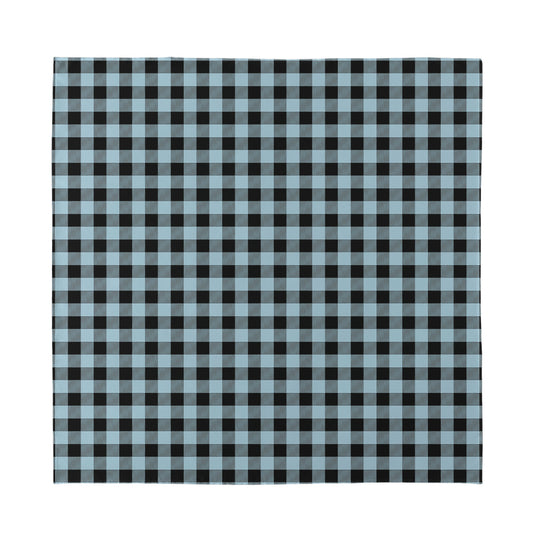 Steel Blue And Black Buffalo Check Print Silk Bandana