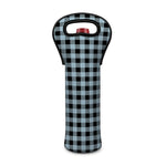 Steel Blue And Black Buffalo Check Print Single Neoprene Wine Tote
