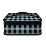 Steel Blue And Black Buffalo Check Print Small Lunch Bag