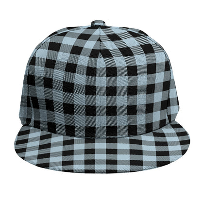 Steel Blue And Black Buffalo Check Print Snapback Cap
