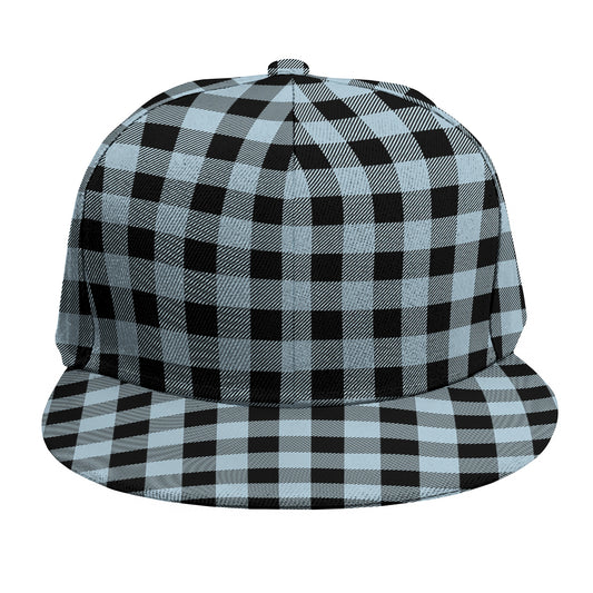 Steel Blue And Black Buffalo Check Print Snapback Cap
