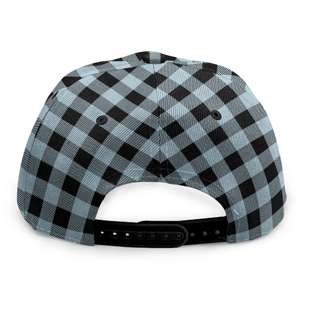 Steel Blue And Black Buffalo Check Print Snapback Cap